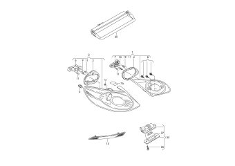Tail light, rear light reflector, additional brake light, licence plate light