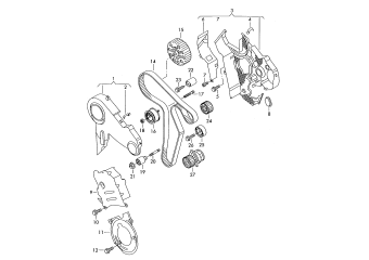 Toothed belt, toothed belt guard 2.0 ltr. diesel eng.+, CBAA, CBAB, CBAC, CBBB