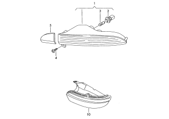 Turn signal indicator, turn signal indicator, exterior mirror front, side