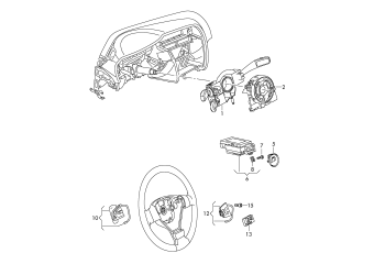 Steering col. combi switch, ignition/starter switch, multifunction buttons for steering wheel, 01.11.2009 and after
