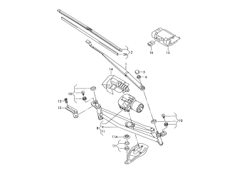 Windshield wiper, window wiper mounting with wiper motor, rain sensor