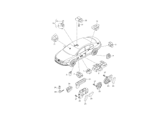Switch in door trim, switch on roof, switch for seat adjustment, sliding roof motor