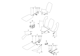Electrical parts for seat and backrest heating, inlay for seat occupied, sensor, blower for seat front