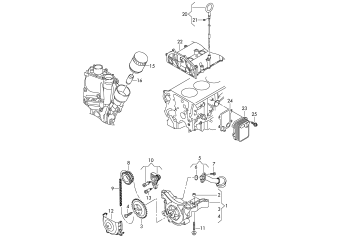 Oil pump, oil filter, oil dipstick, oil cooler 1.4ltr. 4-cylinder