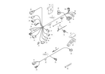 Seat frame wiring harness, wiring set for lumbar, support adjustment, wiring harness for backrest, adjustment front