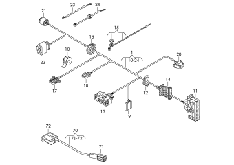 Wiring set for door, adapter cable loom rear door