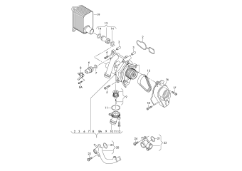 Coolant pump, coolant regulator, water connection 1.8/2.0ltr. 4-cylinder+, petrol eng.+, BZB, CCTA, CAWB, CGYA, CBFA