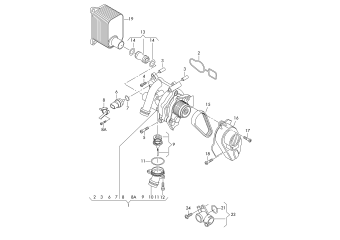 Coolant pump, coolant regulator, water connection 1.8/2.0ltr. 4-cylinder+, petrol eng.+, CDAA, CDAB, CCZA, CCZB