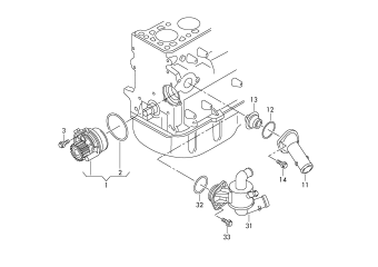 Coolant pump, pipe union, 2.0 ltr. 4-cylinder+, diesel eng.+, CBAA, CBAB, CBBB, CBAC