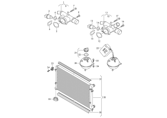 Flange, reservoir, cooler for coolant 2.0 ltr. 4-cylinder+, diesel eng.+, CBAA, CBAB, CBBB, CBAC