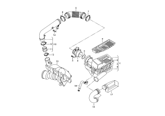 Air filter with connecting, parts 2.0 ltr., 1.8ltr. 4-cylinder+, CAWB, CCTA, CBFA, CCZA, CCZB, 4-cylinder+, BZB, CGYA, CDAA, CDAB
