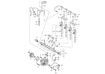 High pressure pump, fuel rail, injector unit, 2.0 ltr. diesel eng.+, CFFA, CFFB, CFGB, CLLA