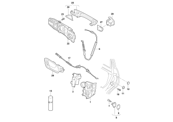 Door lock, inner actuator, door handle, exterior rear
