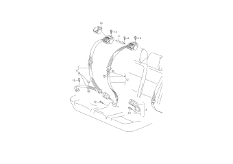 Three-point safety belt rear