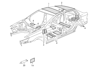Sound insulation for roof, heat-molded sound absorber, bitumen notchback