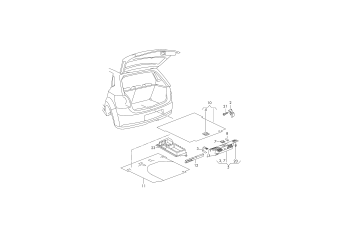 Luggage comp. floor covering, cover for lock carrier square back