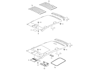 Moulded headliner, individual parts