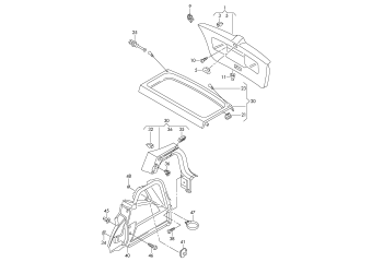 Rear lid trim panel, luggage compartment cover, luggage compartment trim square back