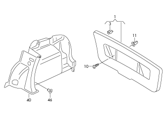 Rear lid trim panel, luggage compartment trim notchback