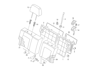 Backrest, split rear PR-K8B