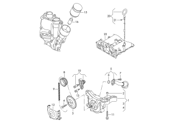 Oil pump, oil filter, oil dipstick 1.6ltr. petrol engine+, CLSA