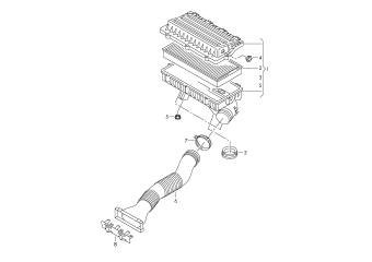 Air filter with connecting, parts 1.6ltr. petrol engine