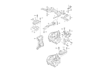 Mounting parts for engine and, transmission petrol engine