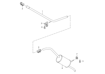 Intermediate pipe, rear silencer 1.2-1.6 litres petrol engine+, CBZB, CLSA