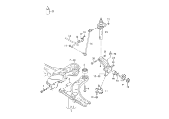 Track control arm, complete, wheel bearing housing, anti-roll bar CLSA, CBZB