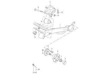 Rear axle beam with attachment, parts PR-K8B+0N5