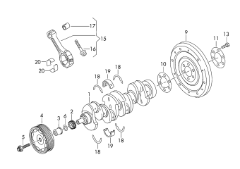 Crankshaft, conrod, bearings 1.6ltr. petrol engine+, CLSA