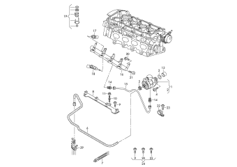 Fuel pump, fuel rail, injection valve 2.0 ltr. petrol eng.+, PR-TD6, TQ2