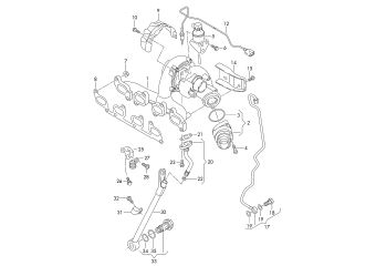 Exhaust manifold with turbocharger 2.0 ltr. diesel eng.+, CFGB, CFGC