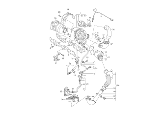 Exhaust manifold with turbocharger 2.0 ltr. diesel eng.+, CUVE, CUVC