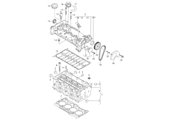 Cylinder head, cylinder head cover 1.4ltr. petrol eng.+, CZDA, CZDB