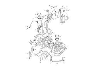 Fuel tank, active charcoal filter with, diagnosis pump for, fuel delivery system petrol eng.+, PR-1E4