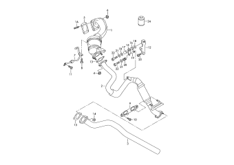 Exhaust pipe, catalytic converter 1.4ltr. petrol eng.+, CAVA, CAXA, CAVD, CTHA, CTHD