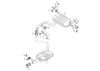 Centre silencer, rear silencer 1.4-2.0 ltr. petrol eng.+, fr.wheel drv