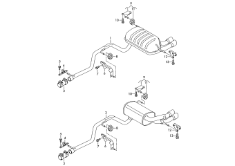 Intermediate pipe with rear, silencer 2.0 ltr. diesel eng.+, 4motion