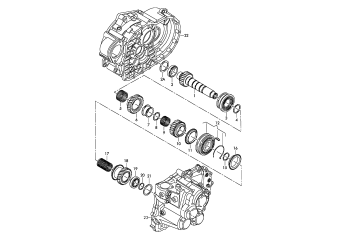 Gears and shafts, output shaft, for 6 speed manual gearbox 5th/6th gear LQU, LXM, NFZ, QKP