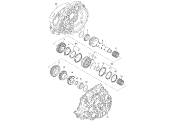 Gears and shafts, output shaft, for 6 speed manual gearbox 3./4.gear LMW