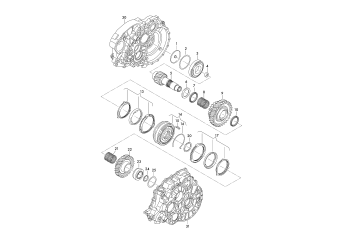 Gears and shafts, output shaft, for 6 speed manual gearbox, four-wheel drive 1./2.gear LMX, LMV, LMU, MXB, NGF, NGH
