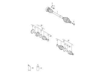 Drive shaft, for 6 speed manual gearbox front frt.-wh.dr.+, CAVA, CAVD, CAXA, CTHD, CZDA, CZDB