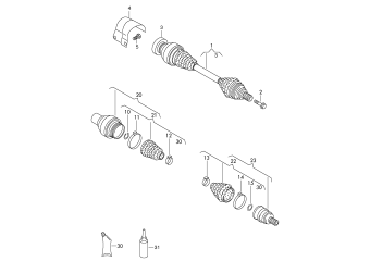 Drive shaft, for 6 speed manual gearbox, for vehicles without, start-stop operation front frt.-wh.dr.+, CFFB+, PR-7L3