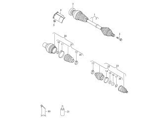 Drive shaft, for 6 speed manual gearbox front 4motion+, CFFA, CFFB