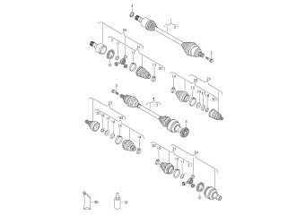 Drive shaft, for 6-speed automatic gearbox front 4motion+, CLJA