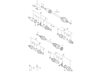 Drive shaft, for 7-speed dual clutch, gearbox front 4motion+, CFFA, CFFB, CFGC