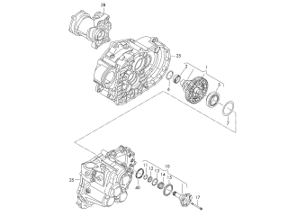 Differential, flanged shaft, 6-speed manual transmission, for four-wheel drive QCR