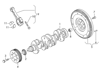Crankshaft, conrod, bearings, flywheel 1.4ltr. petrol eng.+, CZDA, CZDB