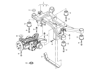 Support frame, cross member for axle drive rear 4motion